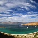 Overview of a half moon cove, Isla San Francisco, Baja California